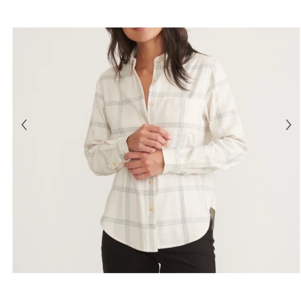 Marine Layer Women Size XL Flannel Monterey Button Up Shirt Organic Cotton - Picture 2 of 13